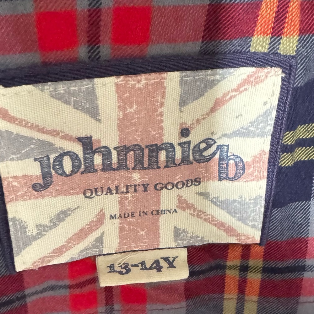 Johnnie B/ Mini Boden Camo Rain Jacket with Plaid Lining - Picture 3 of 4